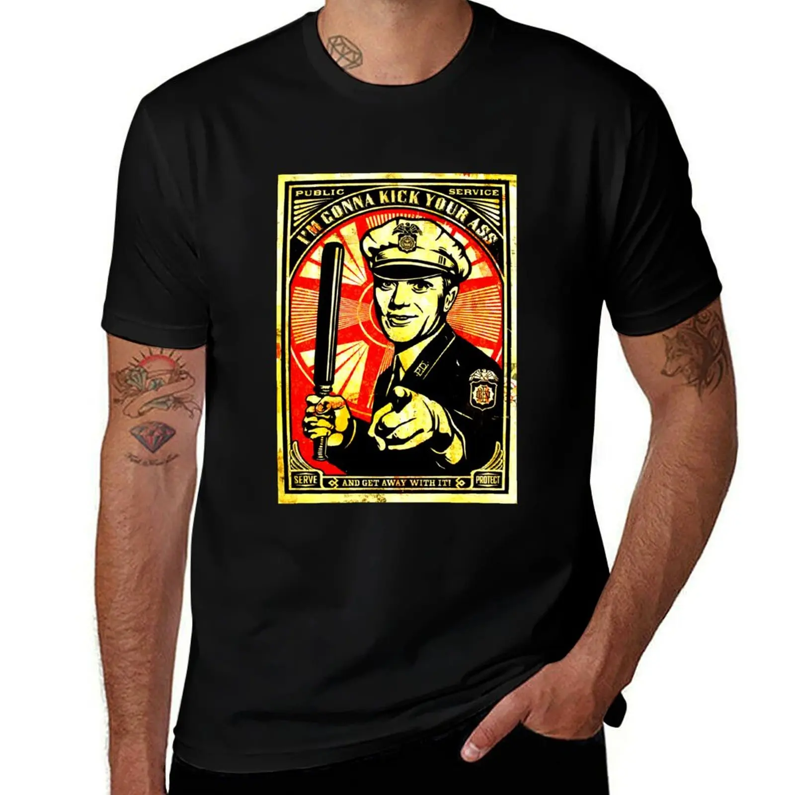 Police - Kick Your Ass T-Shirt Urban Style Print T-Shirt