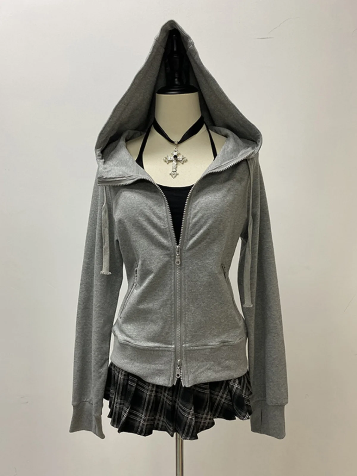 

Женская толстовка-худи на молнии с оригинальным дизайном, уличный стиль, длинный рукав, хлопковый бленд, верхняя одежда