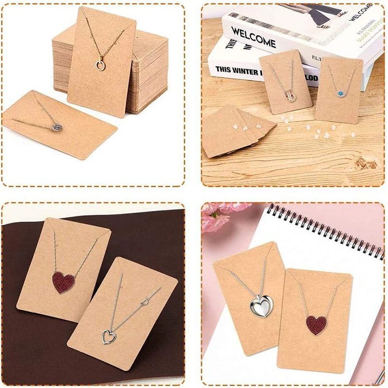 100Set Jewelry Presentation Cards with Hanging Bags 3 Colors Available Suitable for Necklace Earrings Storage Boutique Props ZYF