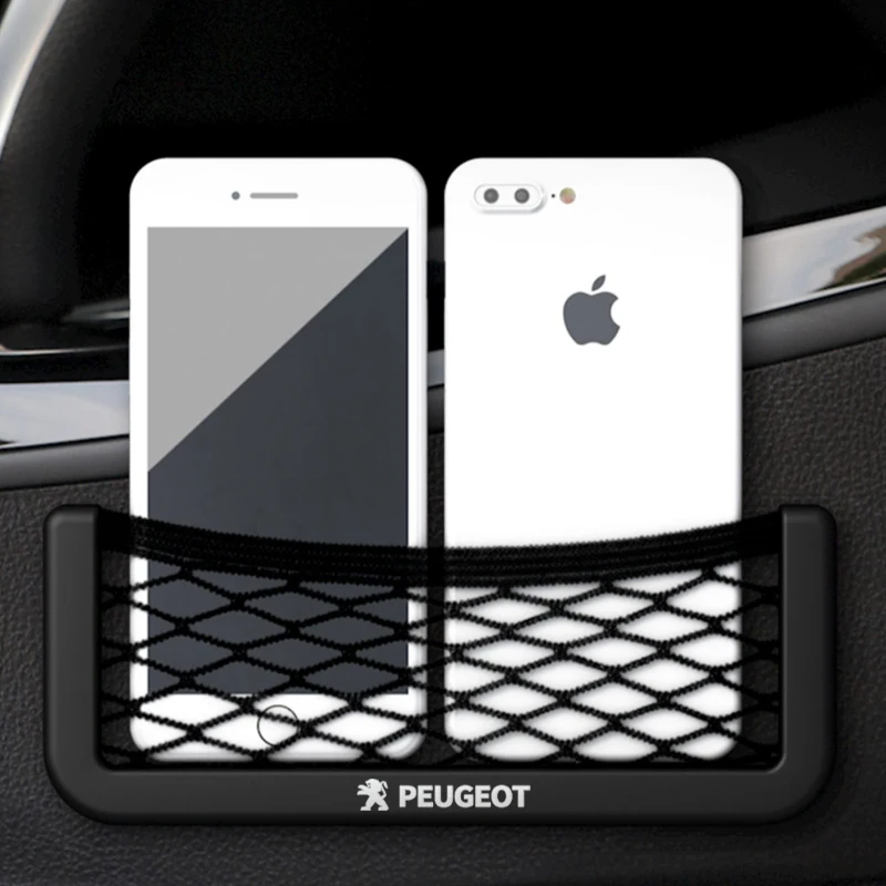 Car Storage Net Bag Phone Holder Pocket Organizer for Peugeot 206 207 307 3008 2008 308 408 508 301 208 styling auto accessaries