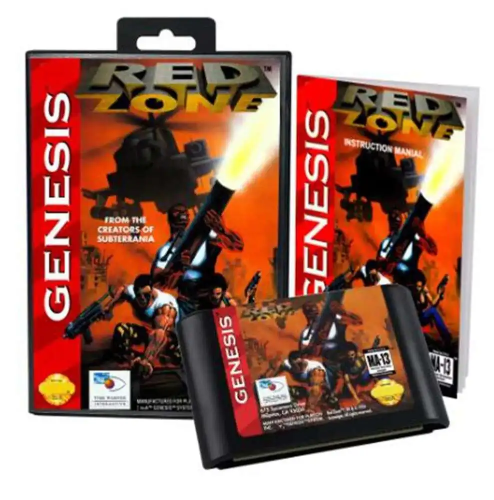 

Red Zone with Box and Manual for 16 Bit Sega MD Game Cartridge Megadrive Genesis System