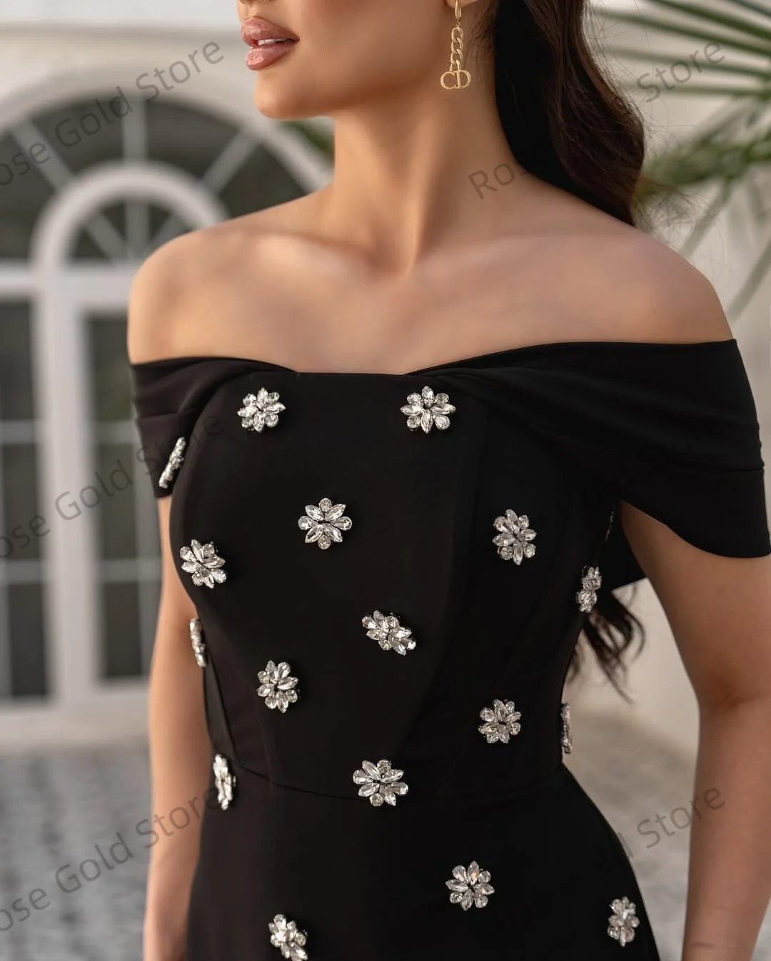 Lindo sereia vestidos de noite preto fora do ombro vestidos de gala personalizado miçangas feminino longo até o chão vestidos de baile