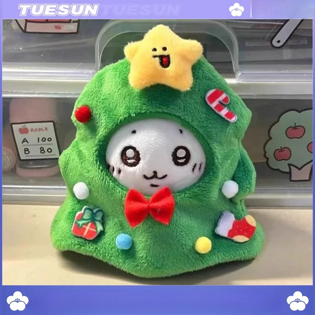 MINISO Chiikawa Usagi Plüschtasche zum Aufhängen, Dekorationen, kleine Füße, Weihnachtsbaum, Stirnband, Puppenkleidung, niedlicher Cartoon-Schlüsselanhänger
