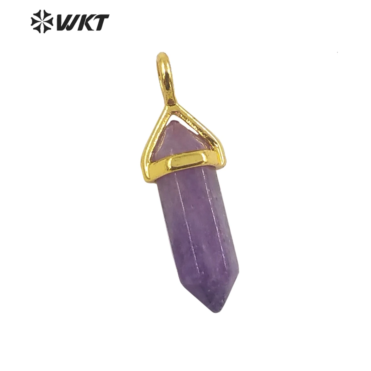 WT-P1864 العصرية الساخن الروح الكوارتز نقطة مزدوجة رصاصة قلادة غطاء ذهبي الأحجار الكريمة الطبيعية مسدس حجر النتائج مجوهرات