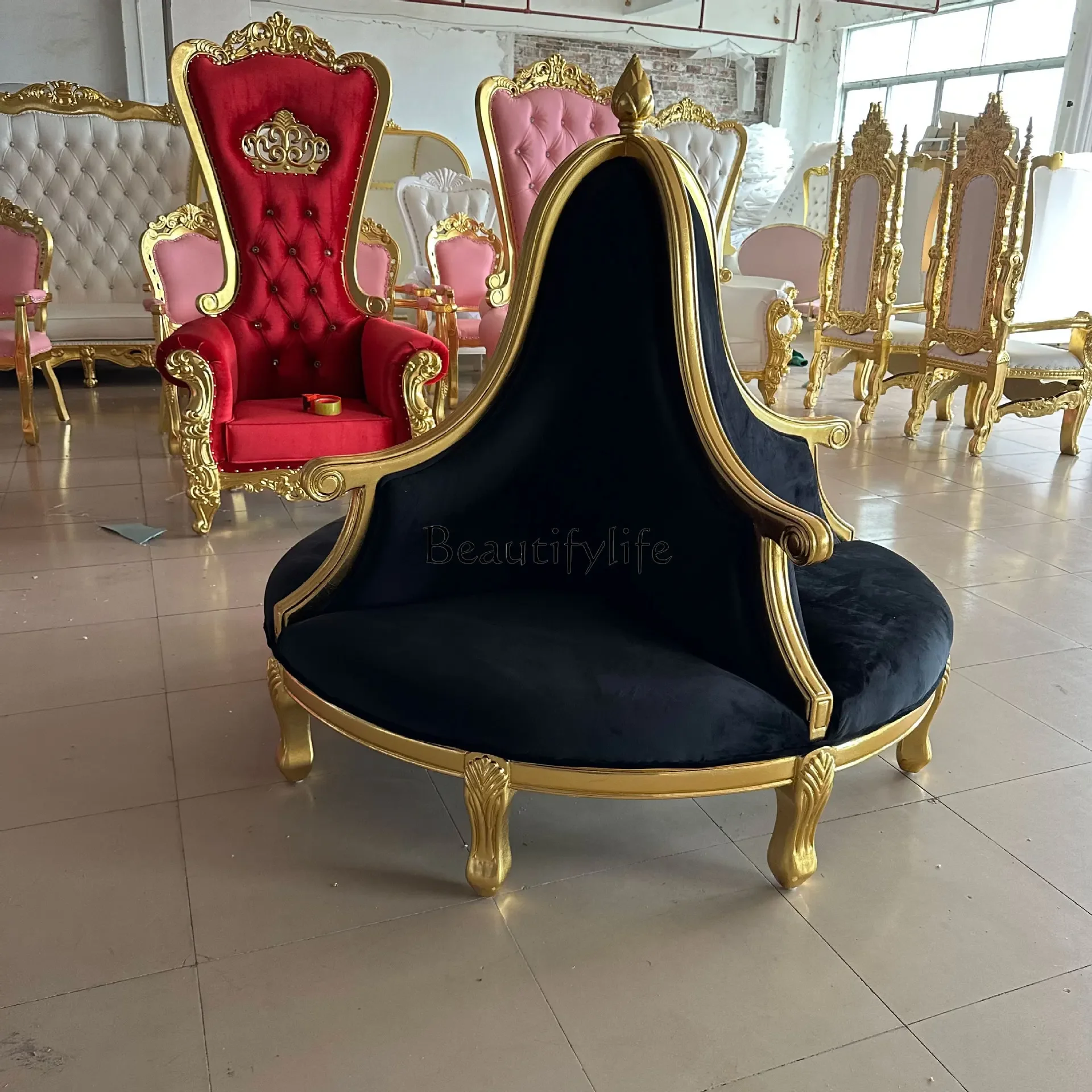 

03.Neoclassical lobby sofa beauty salon clubhouse hall decorative sofa