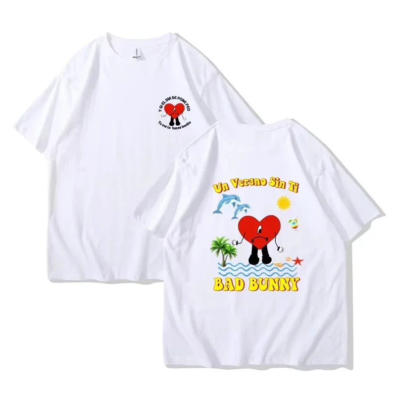 

2025 Men's and Women's Summer Trendy Bad Bunny UN VERANO SIN TI Pure Cotton T-shirt Large Unisex Hip Hop Hot Selling T-shirt