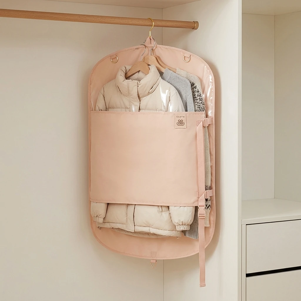 Fabric Compression Storage Bag Breathable Closet Organizer Wardrobe Duster Cover For Down Jackets Thick Coats Organizing Tool
