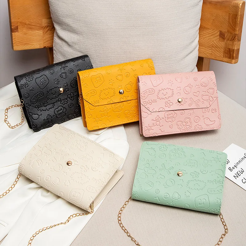 Ladies Bags New New Embossed Small Square Bag Summer Fashionable Simple Retro One Shoulder Crossbody Bag