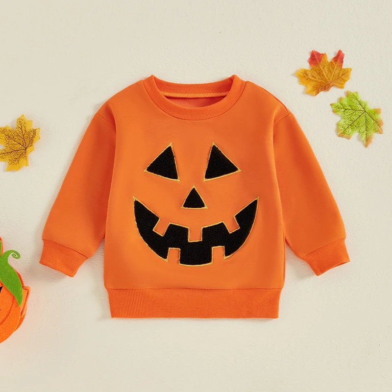 Toddler Baby Boy Girl Halloween Sweatshirt Long Sleeve Letter Print Shirt Pullover Sweater Top Fall Winter Clothes