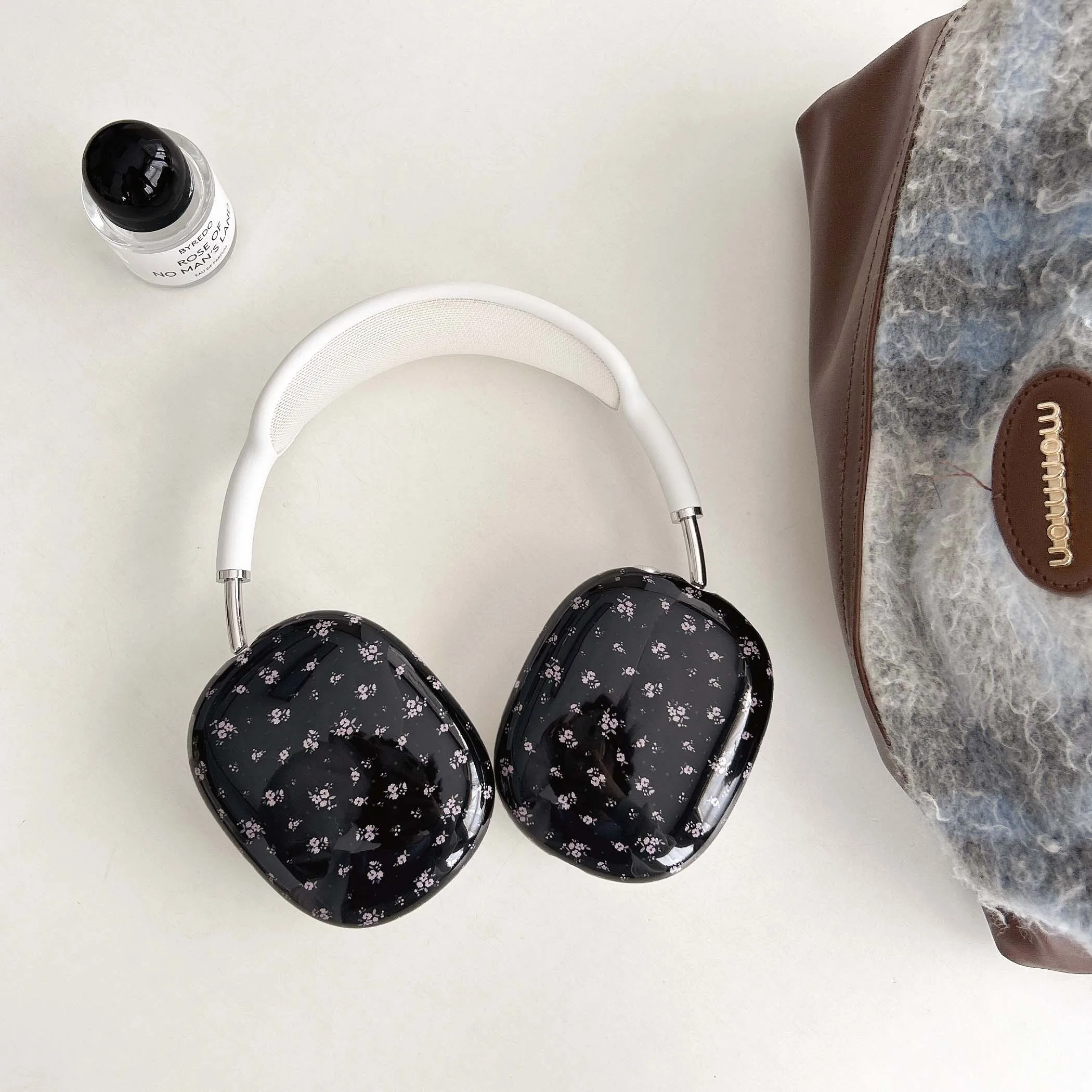Black flower ins imd earphone case headset cover headphone capa funda for apple airpodsmax airpod max cool shockproof conque