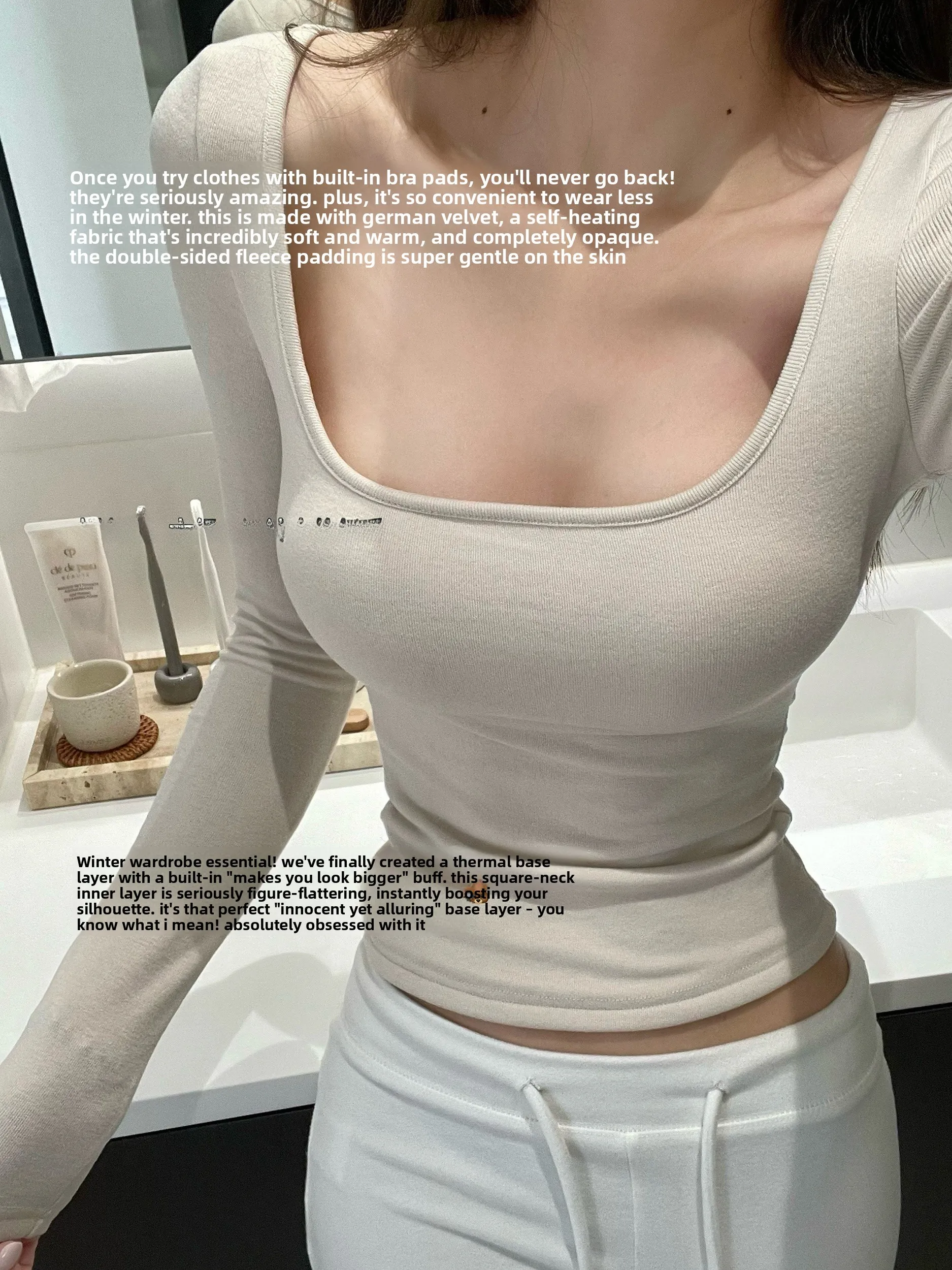 

Универсальная базовая футболка-лонгслив фиолетового цвета с встроенными чашечками, облегающая, с U-образным вырезом, женская, повседневная