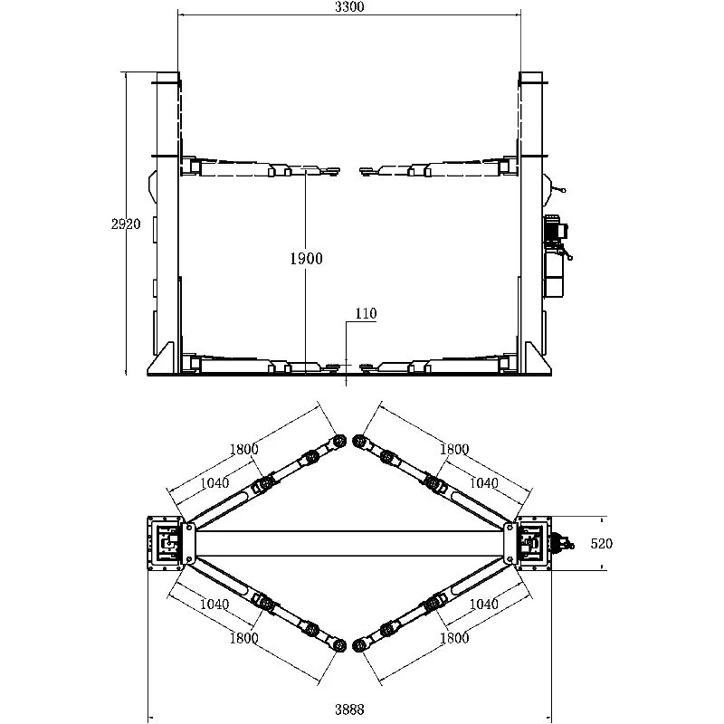 معدات رفع سيارات المرآب 4000 كجم مصعد مركبة بعمودين