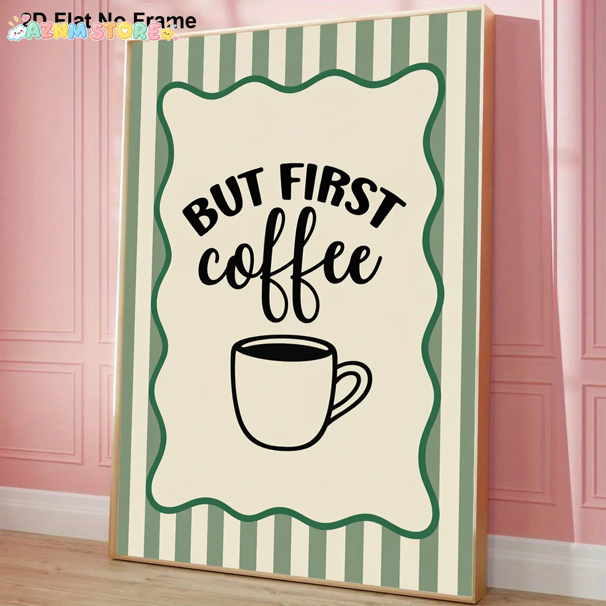 2027,1pc Frameless Canvas Poster | But First Coffee Minimalist Typography with Cup Graphic, Ideal for Kitchen, Bedroom, Livin