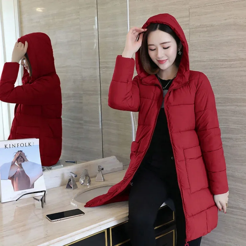 Moda impermeável casual tamanho grande jaqueta de inverno feminino casaco quente mulher jaquetas grosso longo senhora casacos feminino quente parkas