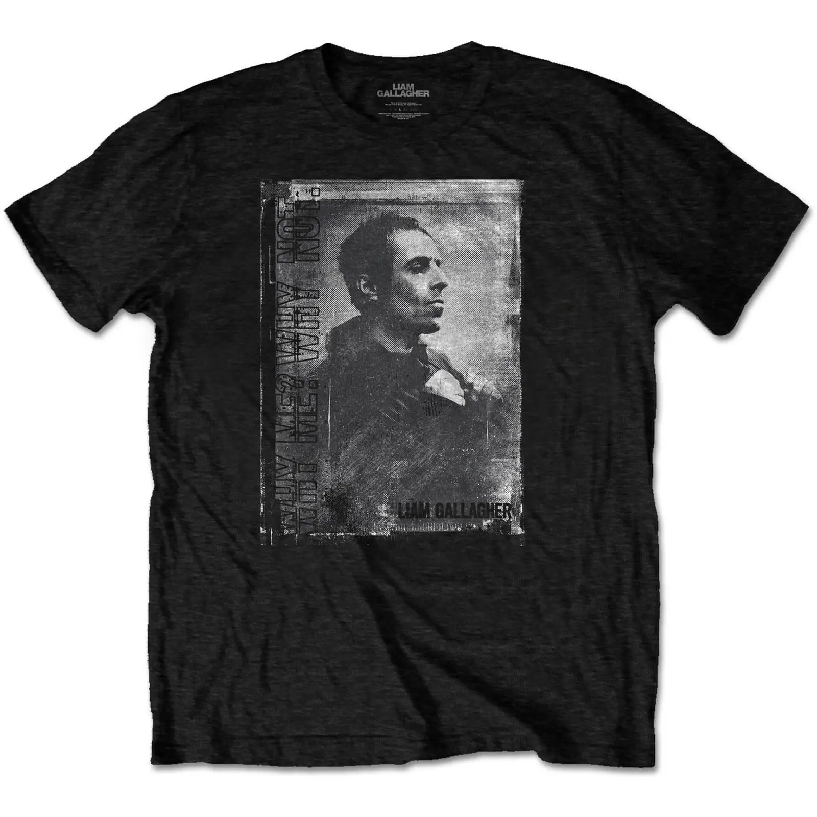 Liam Gallagher Monochrome Black soft style cotton T Shirt