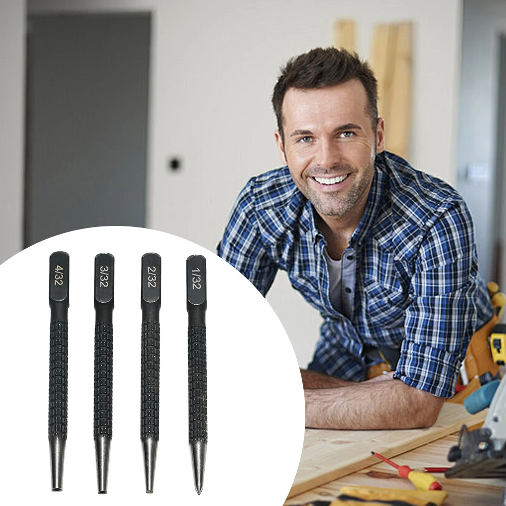 Gelegeerd Staal Nail Setter Punch 0.79/1.59/2.38/3.18mm Metaal Hout Markering Boren Tool Center Punch Locator voor Plastic Hout Metaal