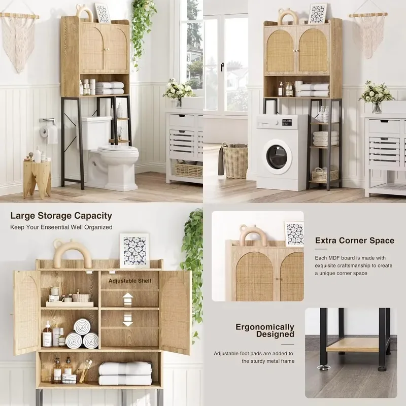 Freestanding Bathroom Locker Height Adjustable Shelf Metal Bracket Space Saving Waterproof Storage Cabinet