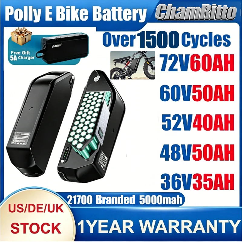 

Polly DP-7 21700 Rechargeable Electric Bicycle 72v 20 30 40 50 60AH Tube Downtube E-bike Electric Scooter Lithium Battery Pack