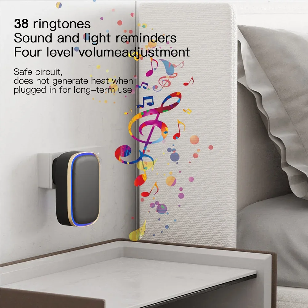 CARPBABA C836 Wireless Doorbell Home bell  gate bell 150M Long Wireless Distance 38 Songs Home Welcome Chimes ringtone Colorful