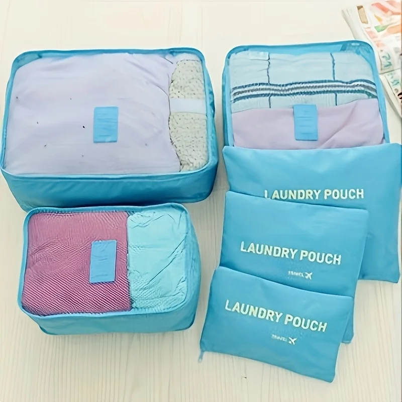 6 PCS Travel Storage Bag Multifunction Packing Cube Bag Travel Kit Set for Women Clothes Tidy Organizer Wardrobe Suitcase Pouch