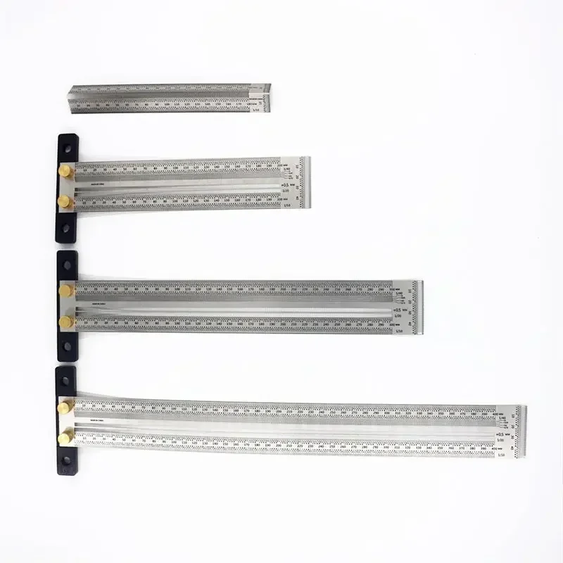 90°T Type Square Ruler High-precision Woodworking Stainless steel Scriber Measuring DIY Marking Tenon scale Gauge Carpentry Tool