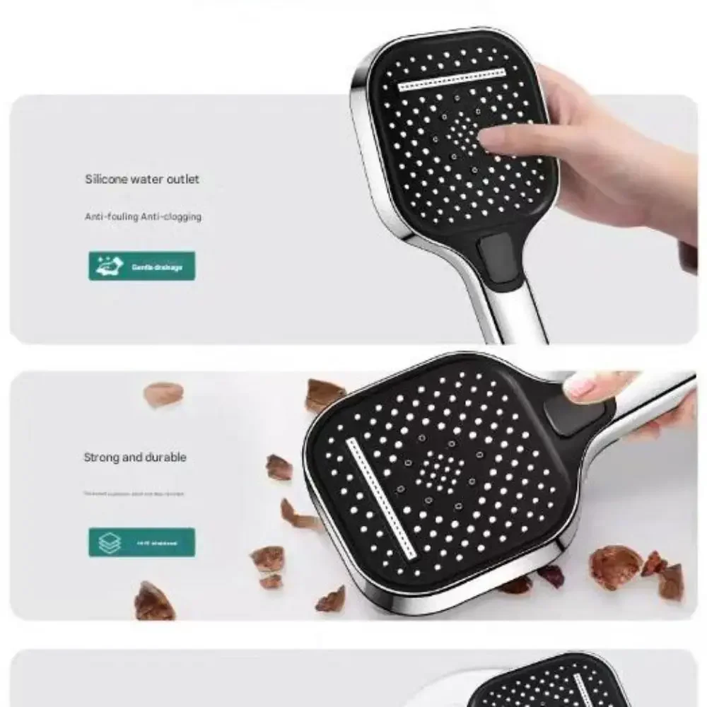 Cabezal de ducha de alta presión con 3 ajustes de pulverización, interruptor de pausa de encendido/apagado, cabezal de ducha de mano de lluvia de gran flujo de 12CM, accesorios de baño