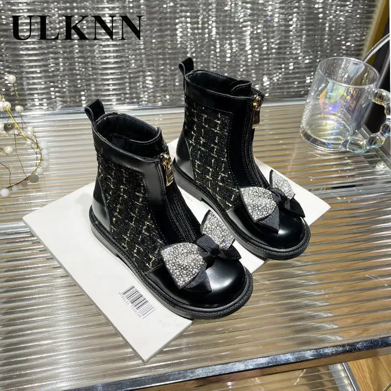 

Girls' Beige Fashion Boots Autumn Winter New Casual And Comfortable Bow Knot Children's Short Boots Westernized Baby Shoe