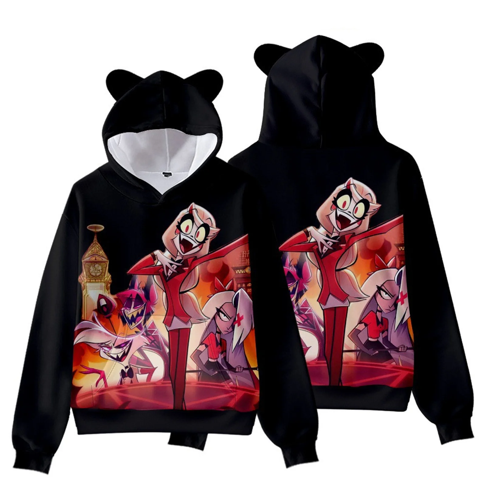 Sudadera con capucha de Anime para hombre y mujer, disfraz de personaje de Sir Pentious, Vaggie, Husk, Charlie, Alastor Dust, Angel, Lucifer, chaqueta, abrigo, Top