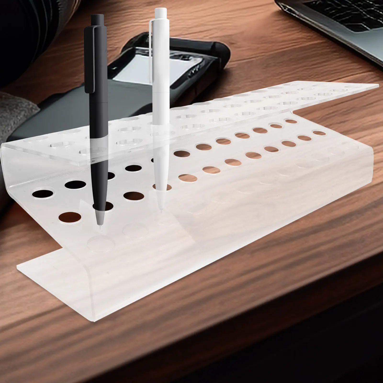 

Clear Acrylic Pen Display Stand 36 Holes Multi Functional Eyebrow Pencil Holder Ballpoint Pen Organizer Modern Office Desk