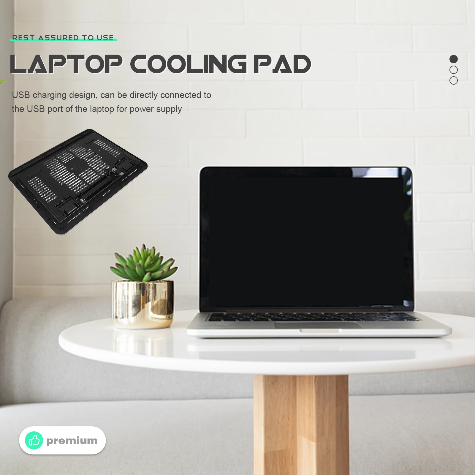 

Cooling Pad 14 Inch Quiet Cooler For Gaming Laptop Usb Cooling Stand Riser Holder Anti-Slip Feet Laptop