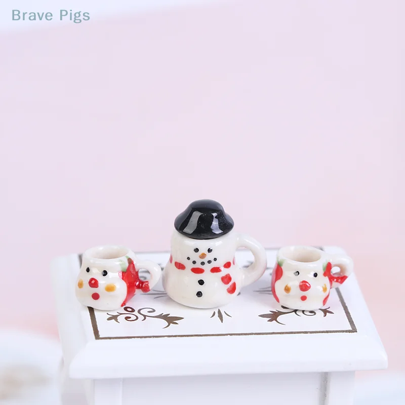 طقم أكواب وأواني من السيراميك لعيد الميلاد ، بيت الدمية المصغر للقهوة والشاي ، من السيراميك #3