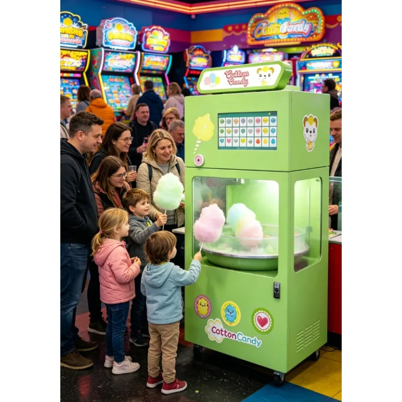 Full Automatic Paper Straw Sugar Making Cotton Candy Machine Professional Vertical Flower Vending