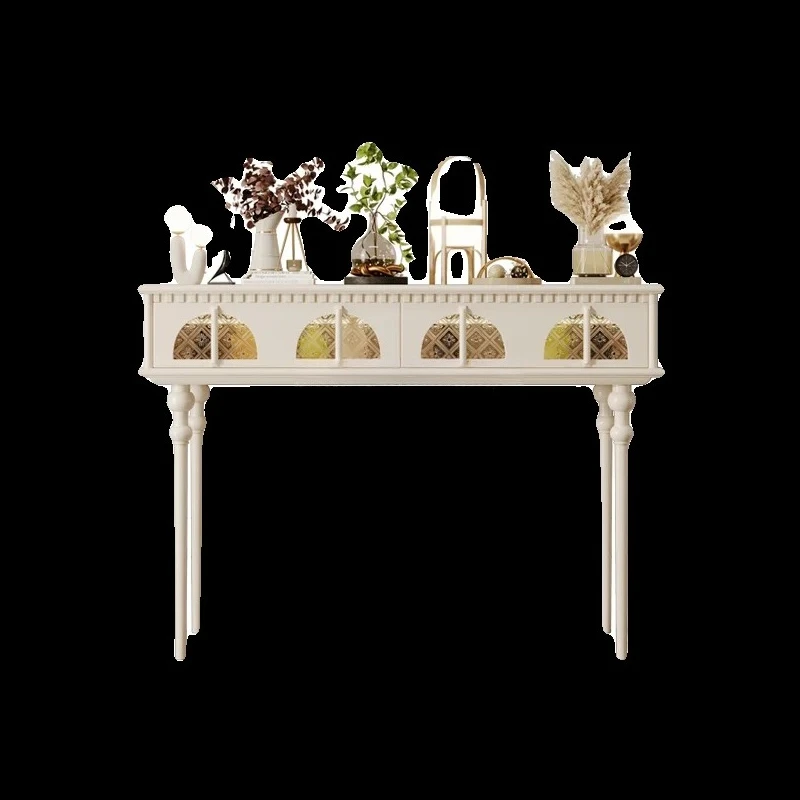 

Французский кремовый входной столик для коридора, прохода из цельного дерева, простой легкий роскошный художественный входной столик