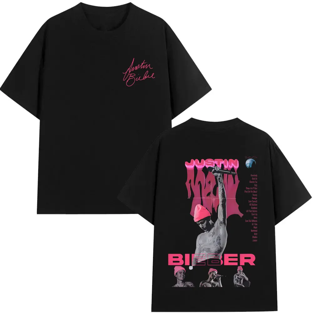 

Justin Bieber Justice World Tour T Shirt Men Women Fashion Hip Hop Oversized T-shirt Men's Casual Cotton Vintage Tees Streetwear