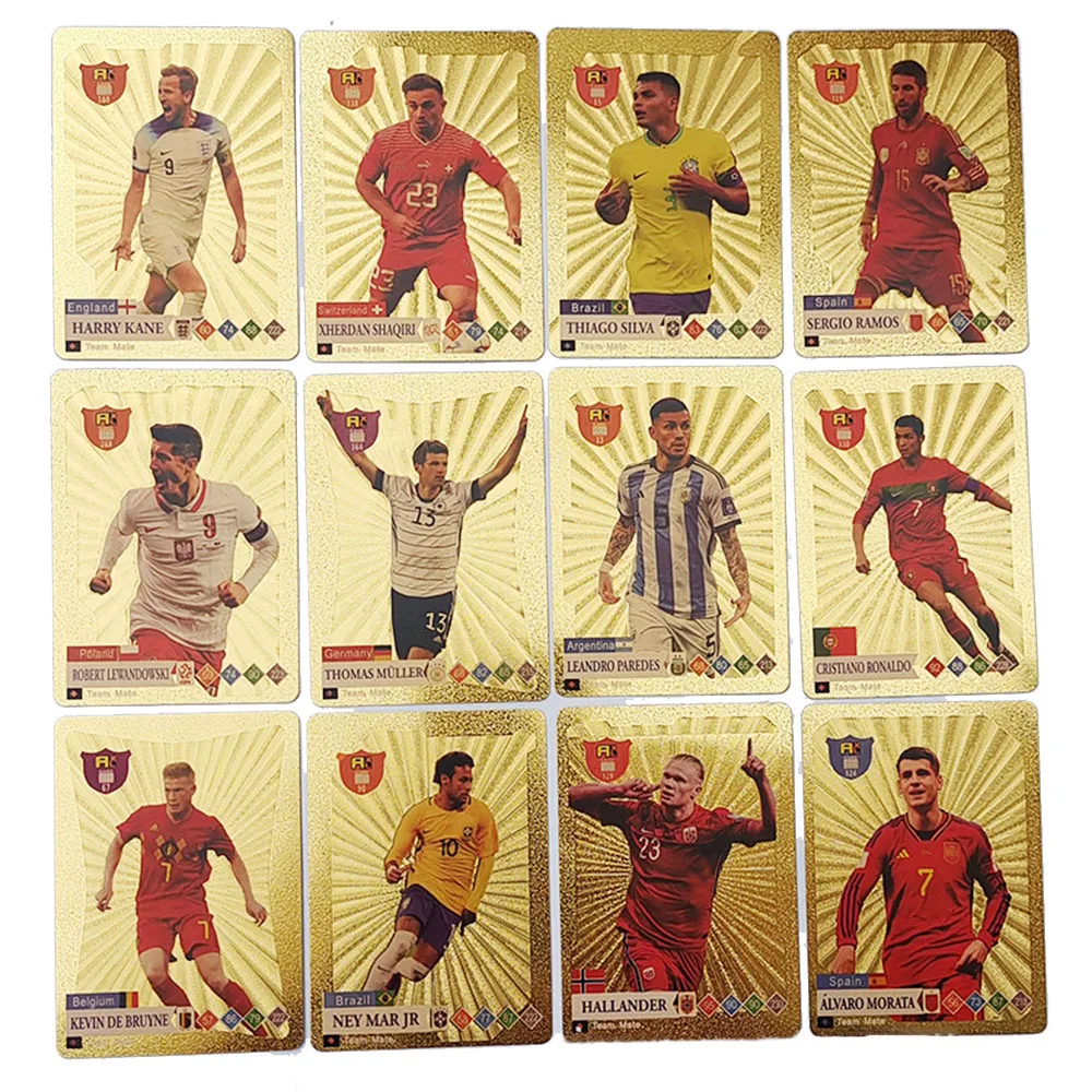 55Pcs English Messi World Football Stars Gold Leaf Card Ballsuperstar Limited Signature Collection Cards Shipping