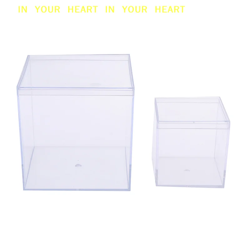 Food Candy Storage Container For Home 1Pc Transparent Acrylic Boxes With Cover Plastic Organizer Small Gift Square Packing Box