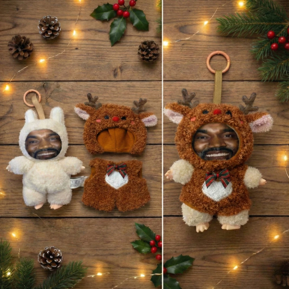 مضحك شخصية الوجه مخصص عيد الميلاد الرنة مفتاح سلسلة كاني نفس Layeye قلادة هدية لصديقها صديقة الحيوانات الأليفة الطفل