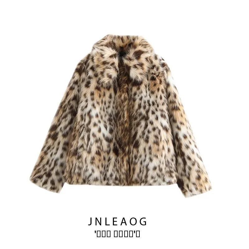 

JNLEAOG Autumn New Faionable All-Match Fur Effect Jaet Women's Clothing Design Sense Street Sle Long Sve High Collar