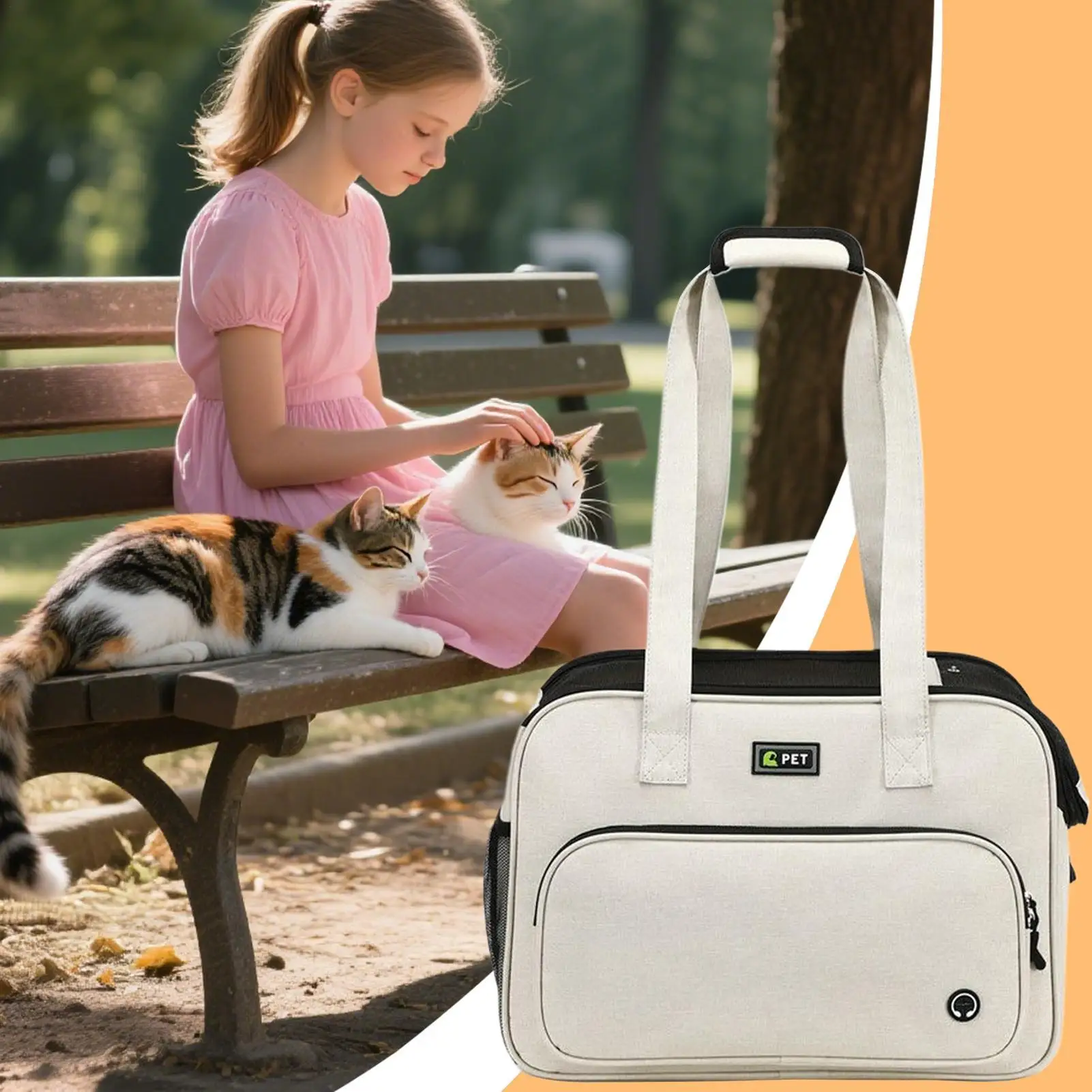 子犬用財布-大きなポケット付きソフトバックパック-快適な小型犬用キャリア財布-毎日のショッピング、散歩、公園の外出、ピクニックに最適