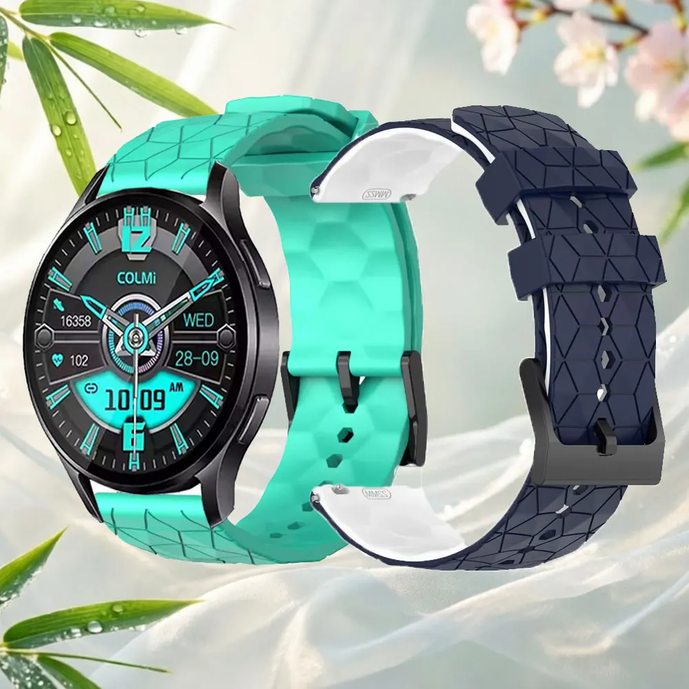 For COLMI P81 P71 Band for COLMI M42/C81/C60/C61/P68/P73/V68/V70 Football Pattern Silicone Bracelet 20 22mm Sports Watch Strap