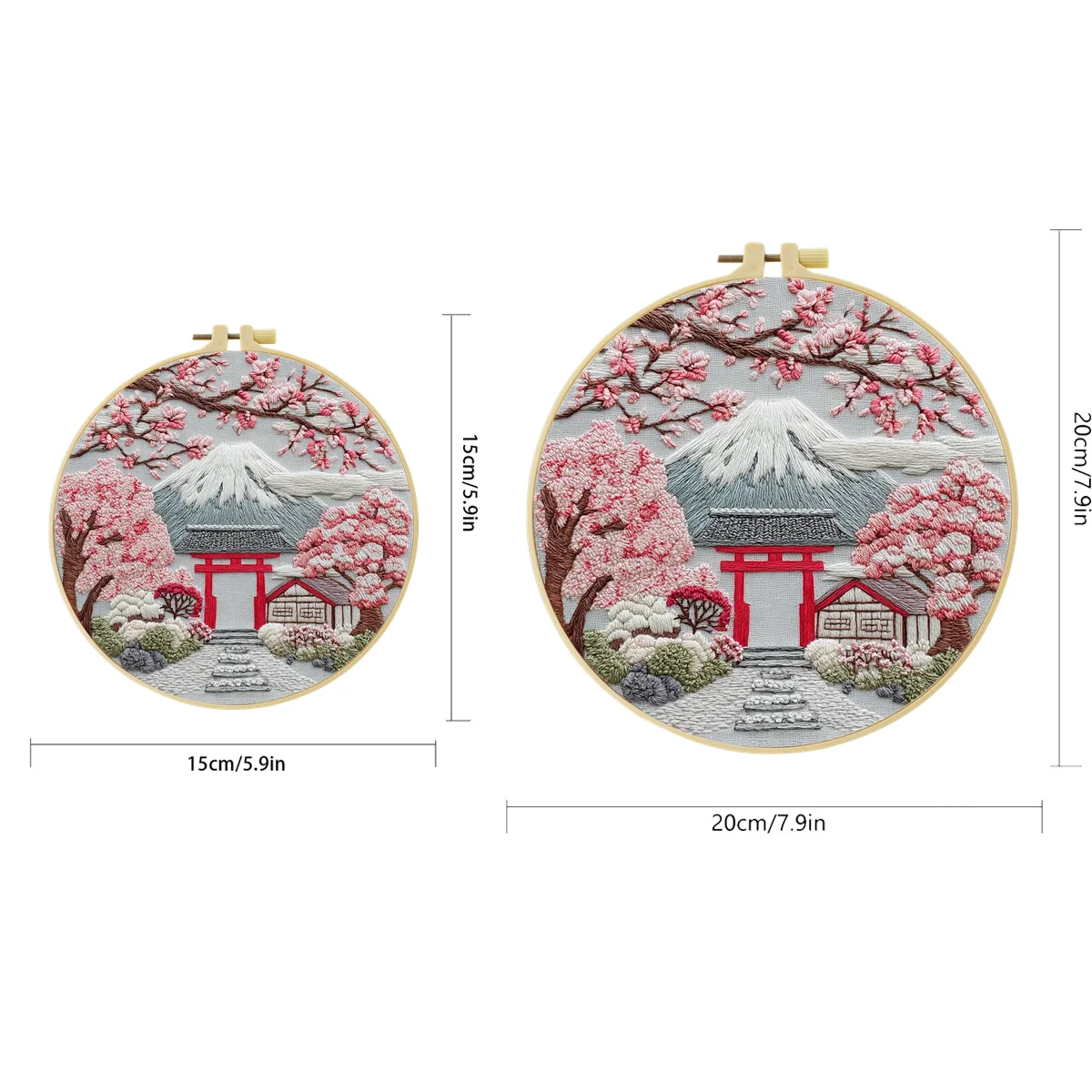 1 Stück 20X20CM/15X15CM Kirschblüten und Schneeberge Stickerei Starter-Kit DIY Kreuzstich Nähkunst als Geschenk – Detail 3