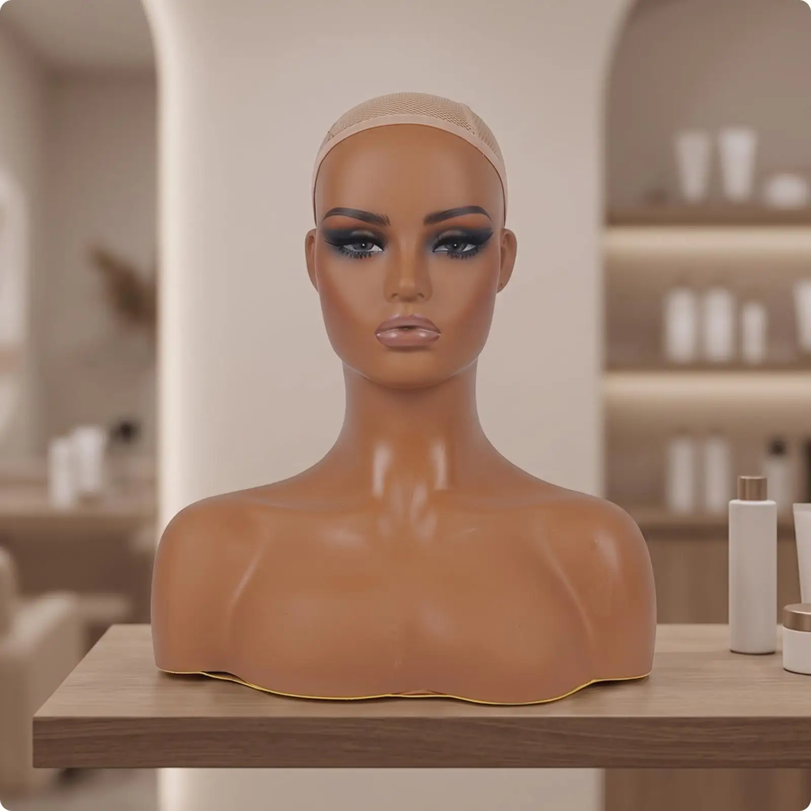 Realistic PVC Mannequin Head with Shoulders for Wig Display Female Styling Bust for Hat Hairpiece Jewelry Showcase Practice