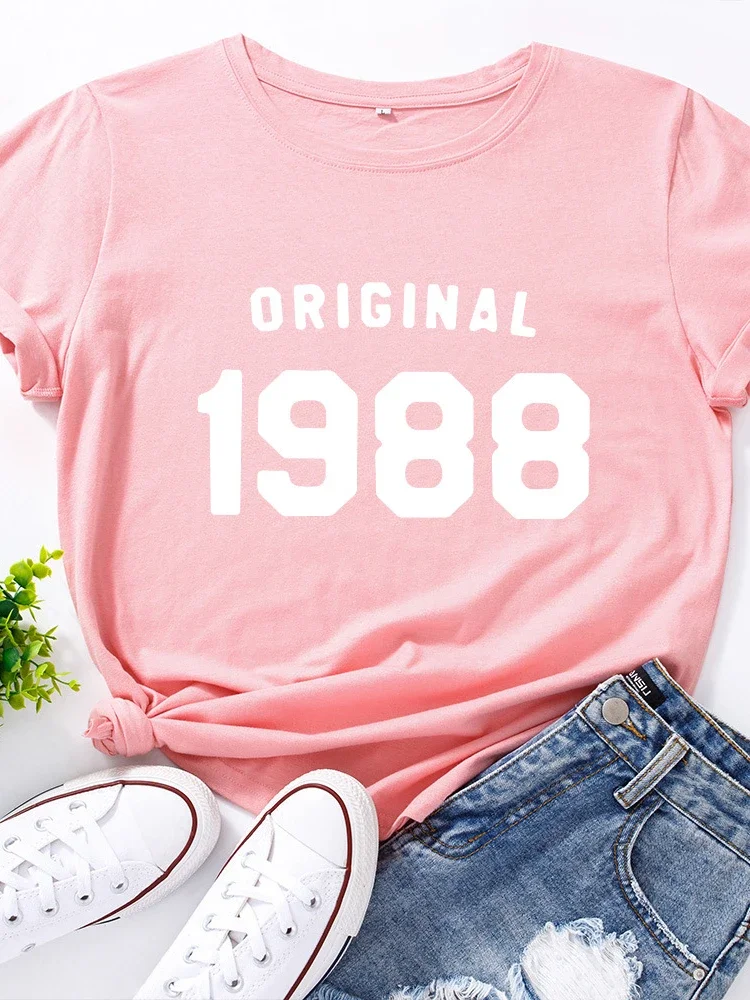 Originele 1988 Brief Print Vrouwen T-shirt Korte Mouw O Hals Losse Vrouwen T-shirt Dames T-shirt Tops Kleding Camisetas Mujer