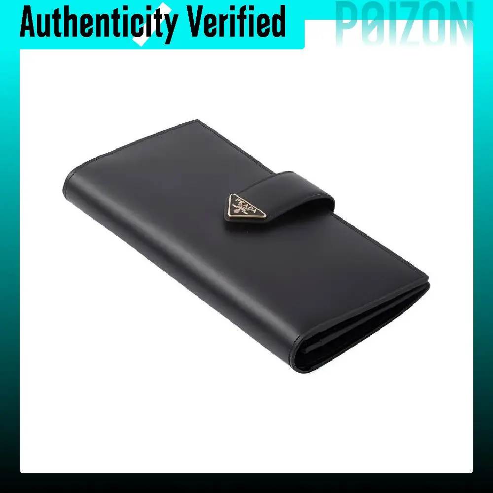 PRADA Leather Wallet Large Women's Black 1MV025_2CNP_F0002
