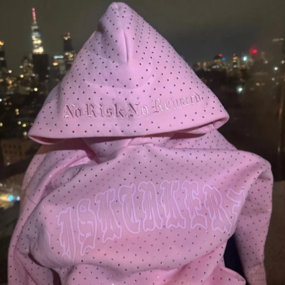 Yaminiya الساخن ختم لامعة مقنعين البلوز للنساء الخريف/الشتاء إلكتروني التطريز البلوز Harajuku البلوز الشارع الشهير