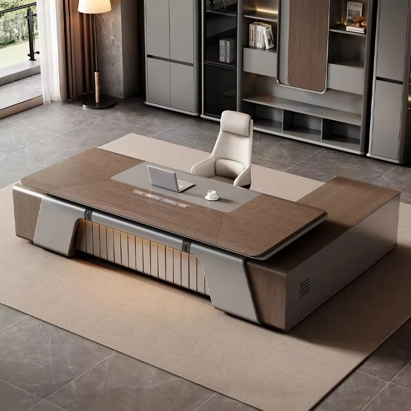 Bespoke Modular Healthy Office Furniture Modern L-Shaped Executive Desk Drawers CEO Manager One-stop Office Table Solution Sets