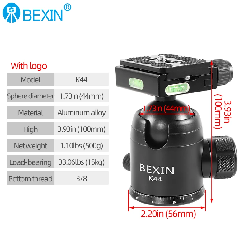 Cabeça de bola de tripé de câmera resistente com placa de sapata rápida cabeça panorâmica de 360 graus para monopé, slider, câmera dslr, filmadora