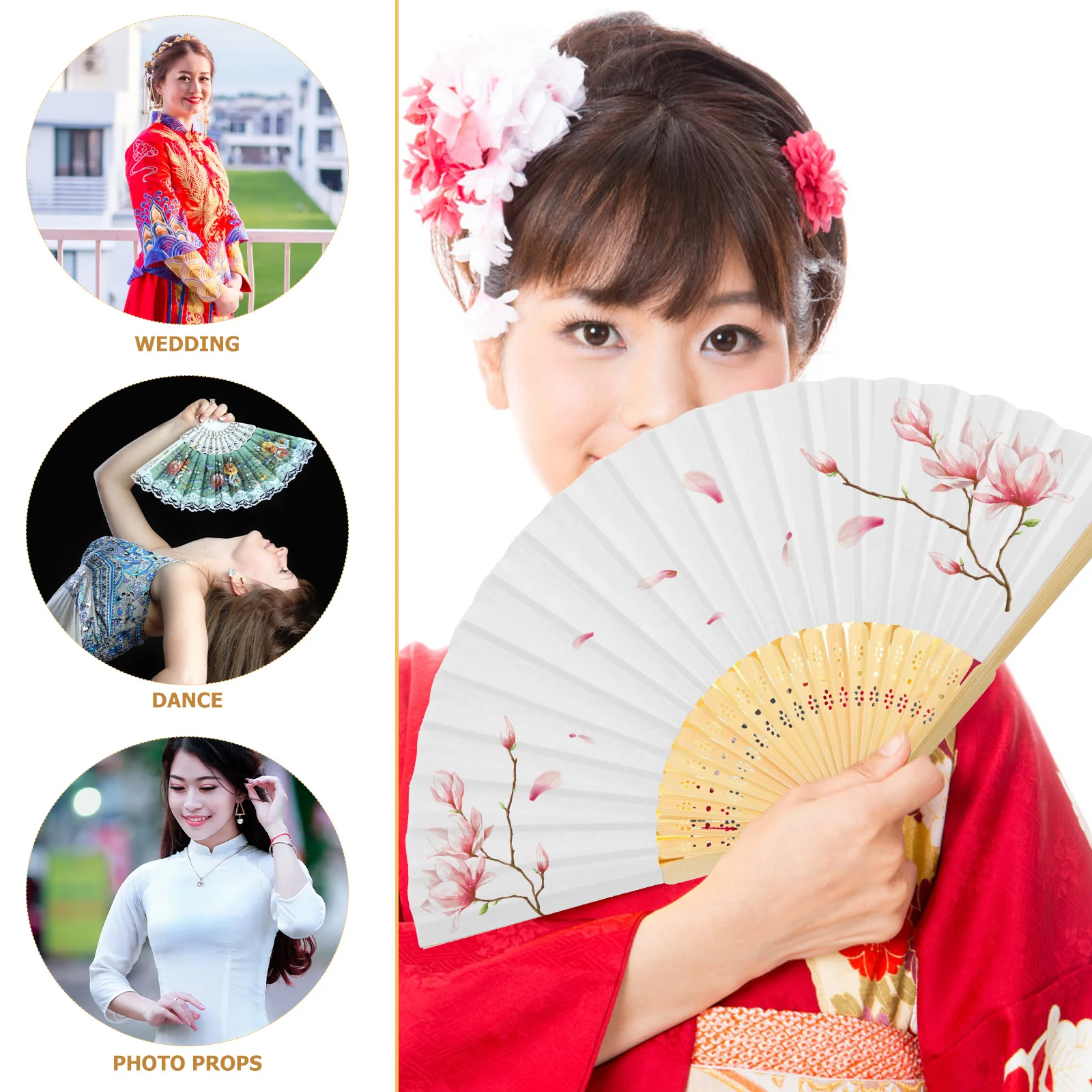 

12 шт. пустые китайские складные веера ручные портативные складные ручные веера для женщин танцевальное представление свадебное украшение веер