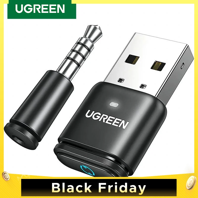 UGREEN USB Bluetooth 5.3 nadajnik aptX HD Adapter Audio reklamowy dla PS5 PS4 Nintendo przełącznik zestaw słuchawkowy głośnik Mic odbiornik Bluetooth