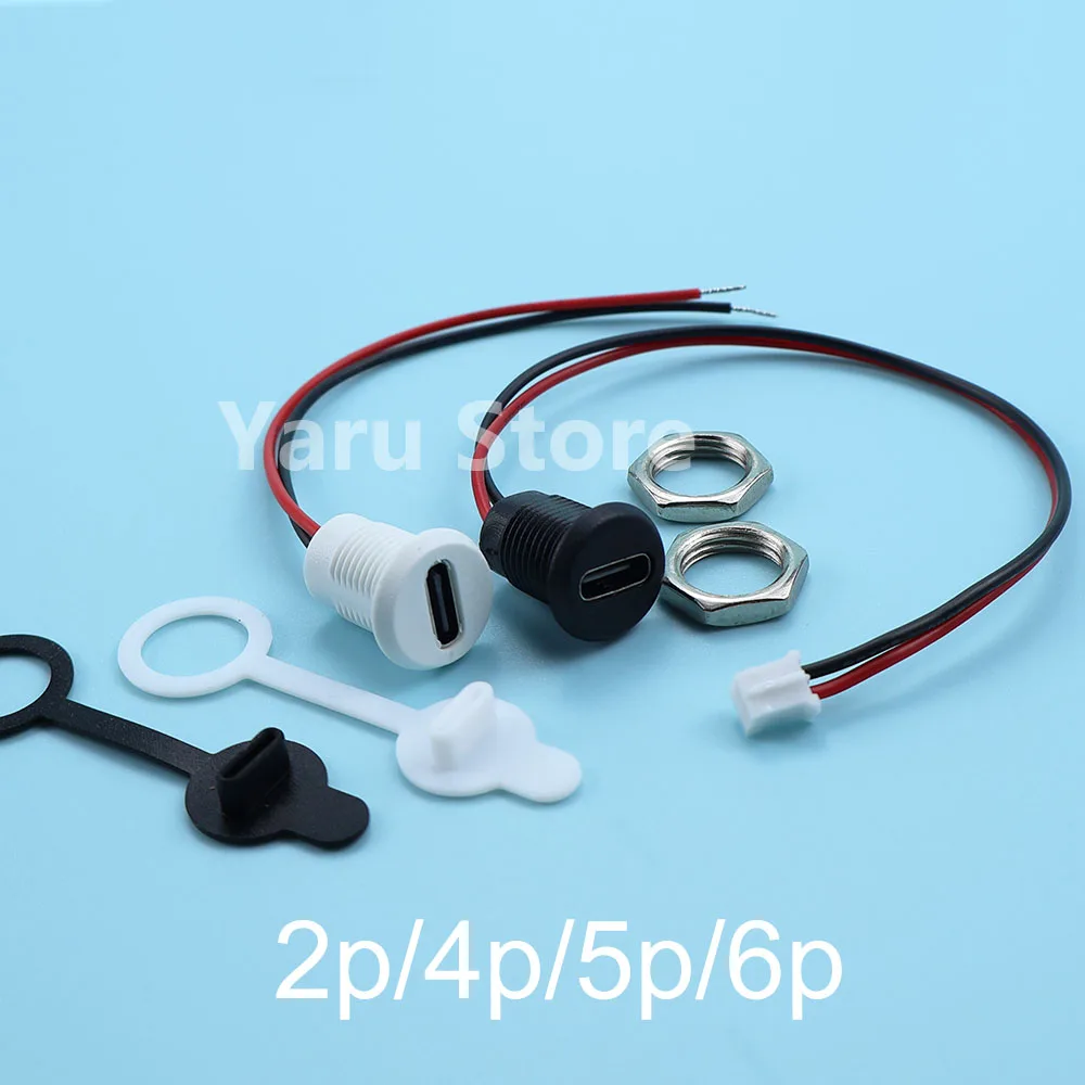Yaru Store Type-C waterproof with nut lock plate female TPC waterproof high current fast charging socket USB Type-C connector
